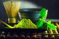 Matcha tea powder. Organic green matcha tea Royalty Free Stock Photo