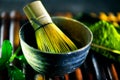 Matcha tea powder. Organic green matcha tea Royalty Free Stock Photo