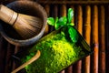Matcha tea powder. Organic green matcha tea Royalty Free Stock Photo