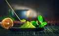 Matcha tea powder. Organic green matcha tea Royalty Free Stock Photo