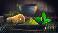 Matcha tea powder. Organic green matcha tea Royalty Free Stock Photo