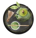 Matcha tea set traditional japanese drink. Hand Drown elements for your design Royalty Free Stock Photo