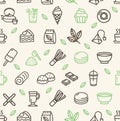Matcha Tea Sign Seamless Pattern Background on a White. Vector Royalty Free Stock Photo