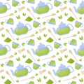 Matcha tea vector flat seamless pattern Royalty Free Stock Photo