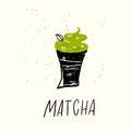 Matcha. Vector doodle illustration of matcha dessert.