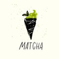 Matcha. Vector doodle illustration of matcha ice cream