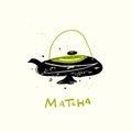 Matcha. Vector doodle illustration of teapot. Japanese tea ceremony Royalty Free Stock Photo