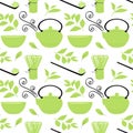 Seamless vector pattern with japanese matcha tea