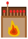 Matchbox color icon. Flammable sulphur match stick