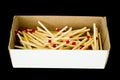 Matchbox isolated on black, from side Royalty Free Stock Photo