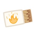 A matchbox with matches. Camping igniter. A fire starter. Equipment for tourism, travel, picnic, hiking, sports. Flat vector
