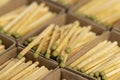 matchboxes with matches closeup, open matchboxes with new matches made of Royalty Free Stock Photo