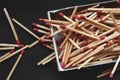 Matches in box , black background Royalty Free Stock Photo