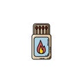 Matches box flat vector isolated icon. Cartoon style Royalty Free Stock Photo