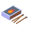 Matches box icon isometric vector. Matchbox fire