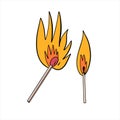 Matches hand drawn colorful cartoon style vector art.