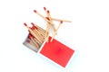 Matches, opened matchbox, matchstick isolated on white background Royalty Free Stock Photo