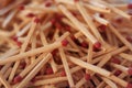 Scattered matches on a wooden table Royalty Free Stock Photo