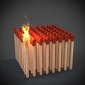 Matches about to catch fire. concept of imminent danger Royalty Free Stock Photo
