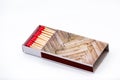 Box of matches on a white background close-up. Royalty Free Stock Photo