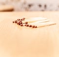 Matches wood on table