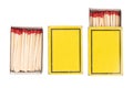 Matches. Yellow box of matches. Matches with red heads. Matchbox.