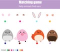 Matching children educational game. Help animals find ears. Kids activity