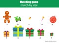 Matching children educational game. Kids activity. Match by size