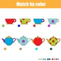 Matching children educational game, kids activity sheet