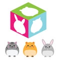 Matching children educational game. Match animal and silhouettes on cube. Puzzle Activity for kids and toddlers.