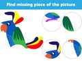 Matching children educational game. Match insects parts. Find missing puzzle. Activity for pre school years kids