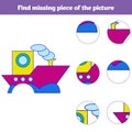 Matching children educational game. Match insects parts. Find missing puzzle. Activity for pre school years kids Royalty Free Stock Photo