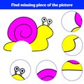 Matching children educational game. Match insects parts. Find missing puzzle. Activity for pre school years kids Royalty Free Stock Photo