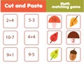 Matching children educational game. Match mushrooms and numbers. Mathematics Activity for kids and toddlers.