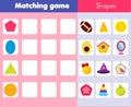 Matching children educational game. Match objects and shapes. Activity for kids and toddlers