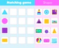 Matching children educational game. Match objects and shapes. Activity for kids and toddlers