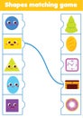 Matching children educational game. Match objects and shapes. Activity for kids and toddlers.