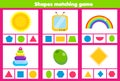 Matching children educational game. Match objects wtih geometric shapes. Activity for kids and toddlers