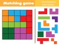 Matching children educational game. Match parts of polyomino picture. Logic test. Activity for kids and toddlers with geometric