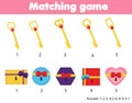Matching children educational game. Match by shape. Activity for kids and toddlers learning geometric forms