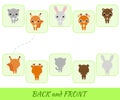 Matching educational game for children. Find the back and front cartoon animals