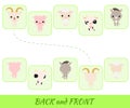 Matching educational game for children. Find the back and front cartoon animals