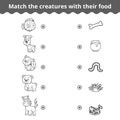Matching game for children, animals and favorite food