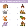 Matching game for children, animals and favorite food