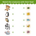 Matching game for children, animals and favorite food