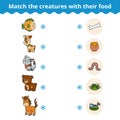 Matching game for children, animals and favorite food