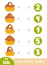 Matching game for children. Count how many mushrooms in in baskets and choose the correct number