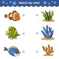 Matching game for children. Match by color, fish Royalty Free Stock Photo