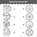 Matching game for children. Match plates and mugs by ornament