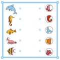 Matching game, education game for children. Find the right parts, set of cartoon animals Royalty Free Stock Photo